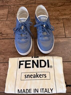 Fendi Kids Light Blue Lace-Up Sneakers